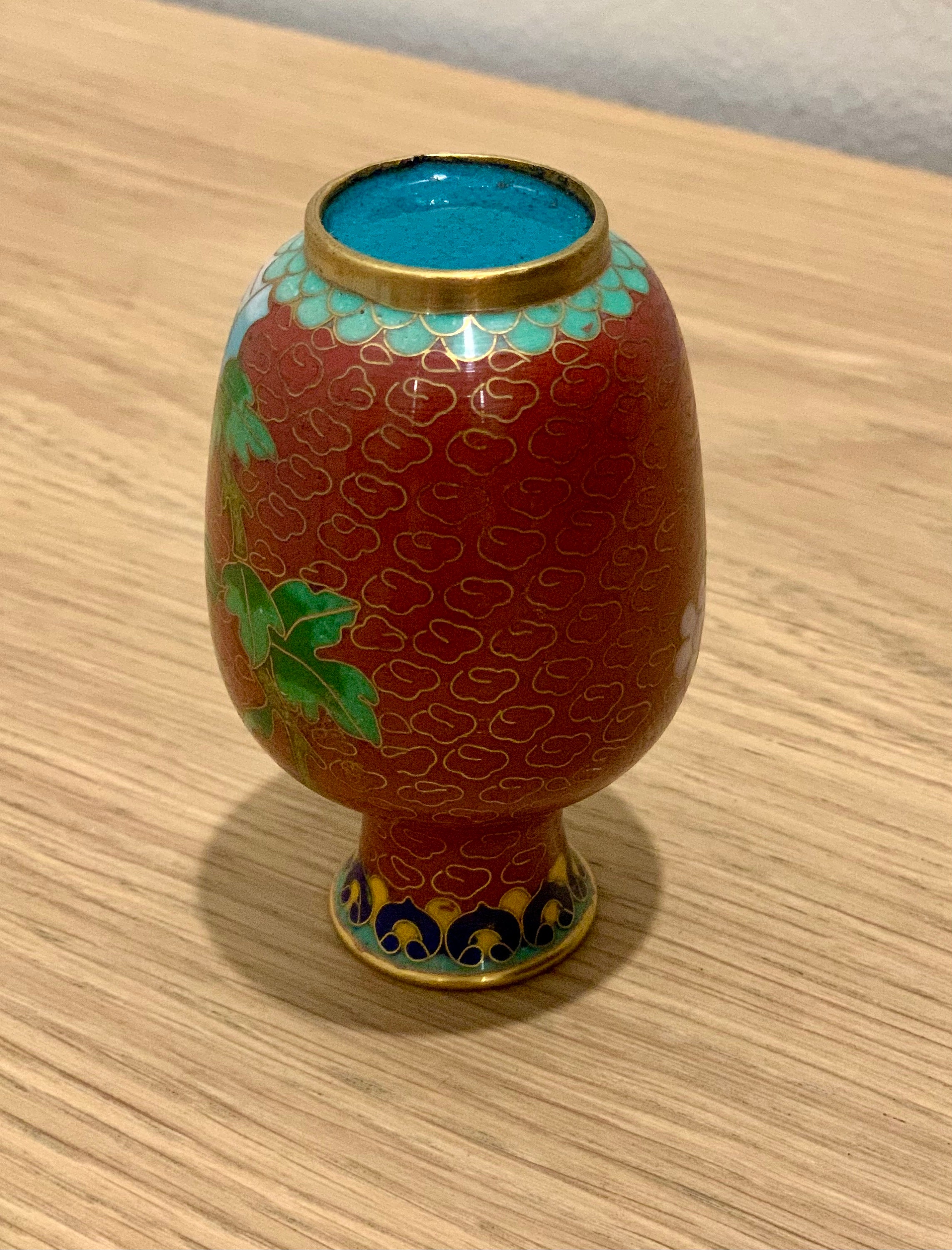 Vintage Cloisonné Small Metal Vase Etsy