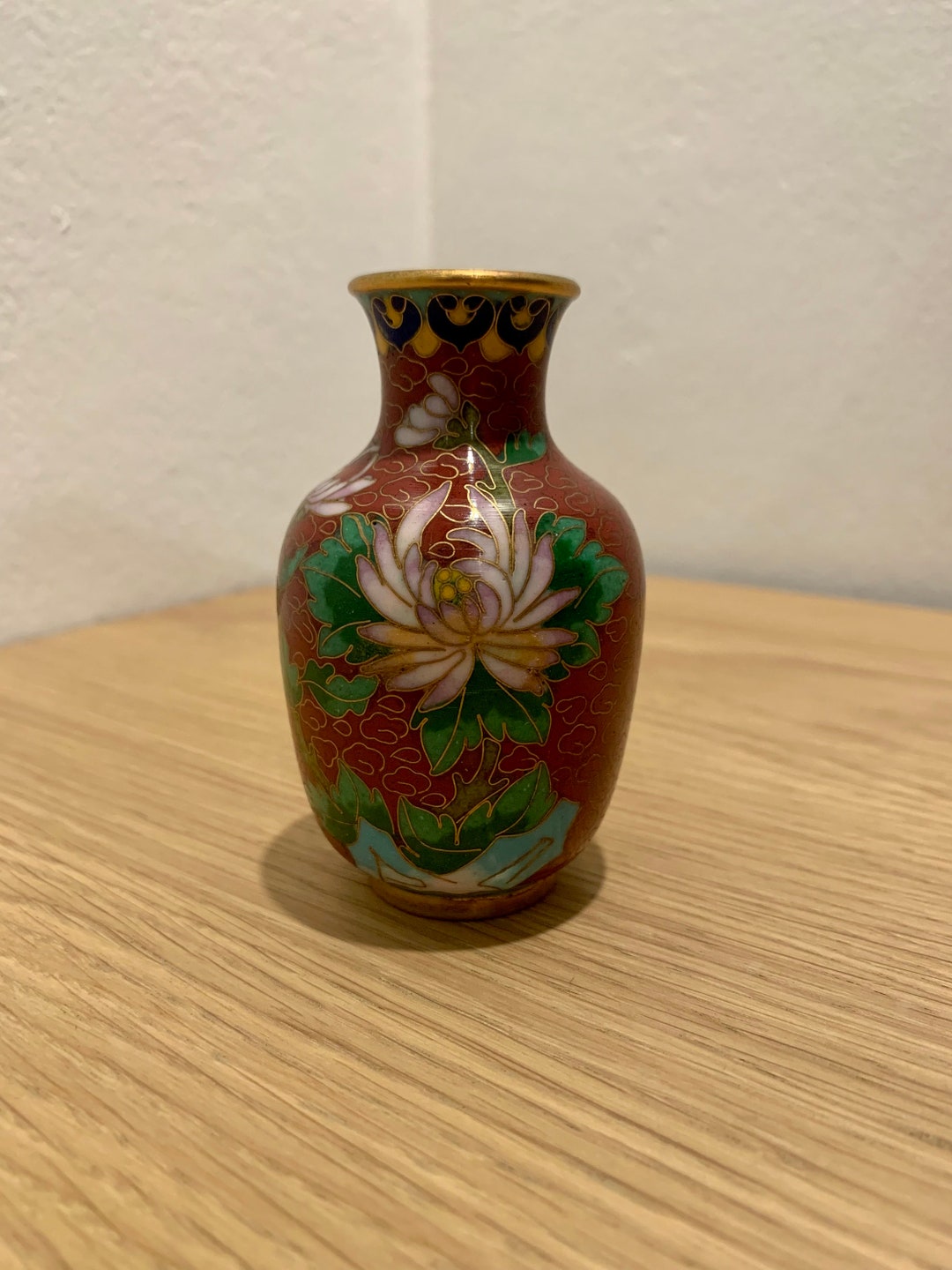 Vintage Cloisonné Small Metal Vase Etsy
