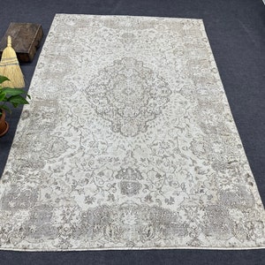 7 x 10 Area Rug, Vintage Rug, Oushak Area Rug, Wool Rug, Turkish Rug, Boho Decor Rug, Hand Woven Rug, Oriental Rug 6.69&#39; x 9.55&#39;