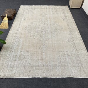 7X10 Neutral Area Rug, Vintage Wool Rug, Oushak Custom Rug, Beige Rug, Hand Knotted Rug, Decorative Rug 7 x 10’27
