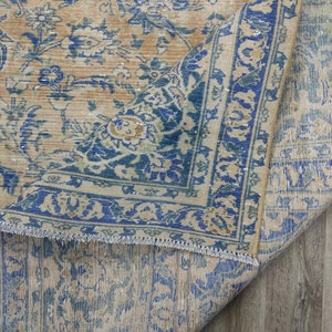 9&#39; x 13&#39; Extra Large Rug, Vintage Oushak Rug, Living Room Rug, Natural Dining Room Rug, Pale Blue Rug, Muted Area Rug, Oversize Wool Rug