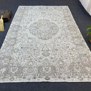7 x 10 Vintage Area Rug, Oushak Wool Rug, Neutral Custom Rug, Beige Color Rug, Home Decor Rug, Hand Knotted Rug, Rustic Area Rug 7&#39; x 10&#39;