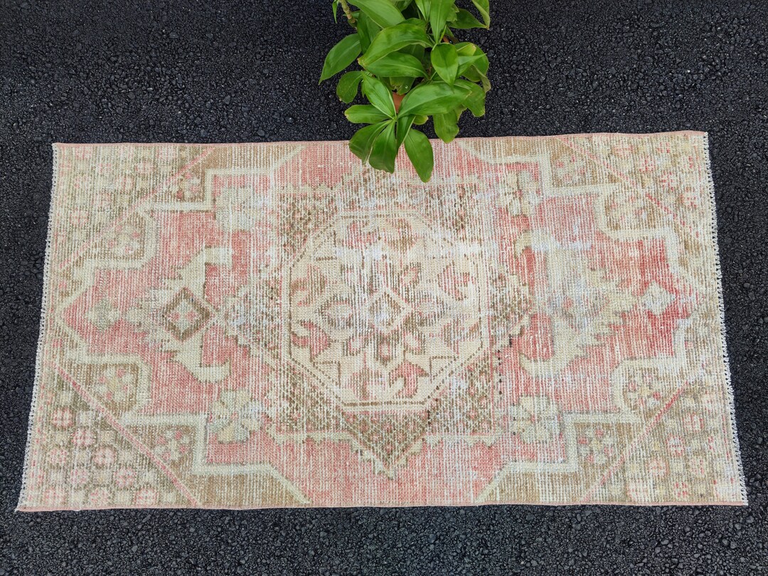 3x5 Neutral Area Rug, Vintage Home Decor Rug, Interior Rustic Small Rug