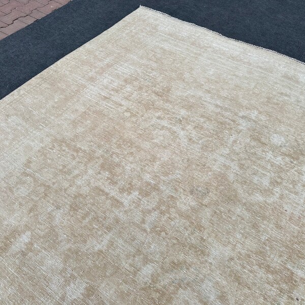 10x12 Neutral Area Rug, Extra Large Area Rug, Oversized Wool Rug, Vintage Area Rug, Pale Brown Rug, Oushak Custom Rug 9'71 x 12'34