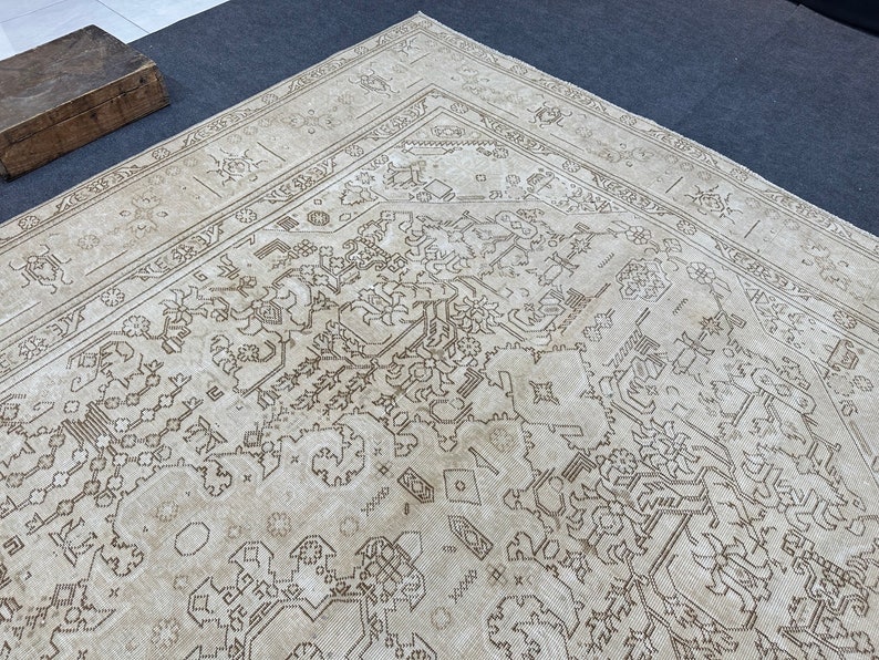 9x12 Neutral Area Rug, Extra Large Area Rug, Custom Wool Rug, Vintage ...