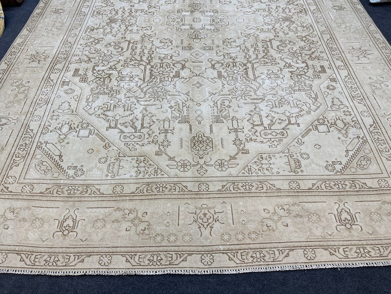 9x12 Neutral Area Rug, Extra Large Area Rug, Custom Wool Rug, Vintage ...