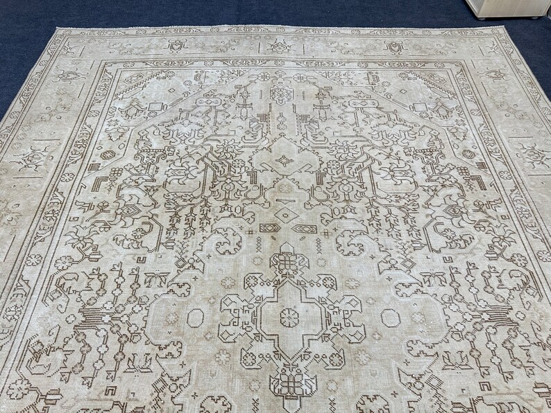 9x12 Neutral Area Rug, Extra Large Area Rug, Custom Wool Rug, Vintage ...