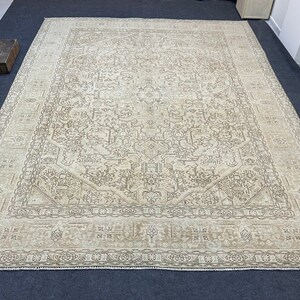 10x13 Neutral Area Rug, Extra Large Area Rug, Oversize Oushak Rug, Wool Large Rug, Rugs For Living Room, Vintage Rug 9.58 x 12.57