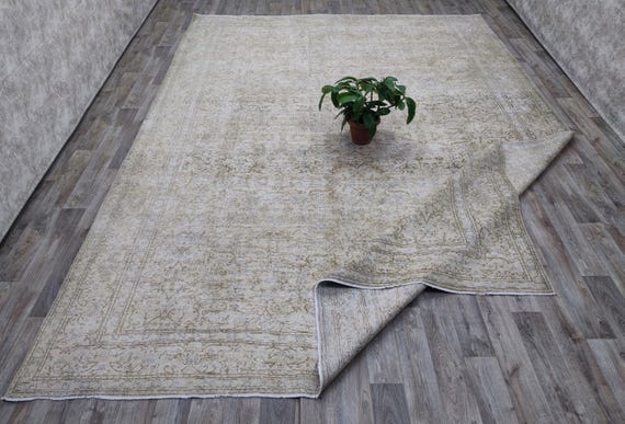 9x12 ft Vintage Turkish Oushak Rug: Hand-Knotted Wool, 1970s Bohemian Decor