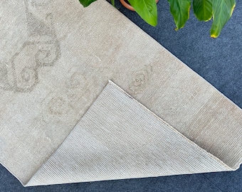 3x10 Hand Knotted Wool Turkih Runner Rug, Vintage Oushak Beige Brown Rug, Hallway, Kitchen, Entryway Decor, Handmade Carpet 2.8 x 9.6 ft