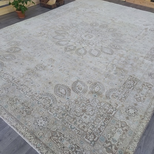 10 x 13 Vintage Large Area Rug, Oushak Oversized Rug, Neutral Home Decor Rug, Oriental Rugs, Extra Large Area Rug 9.58 x 13.12
