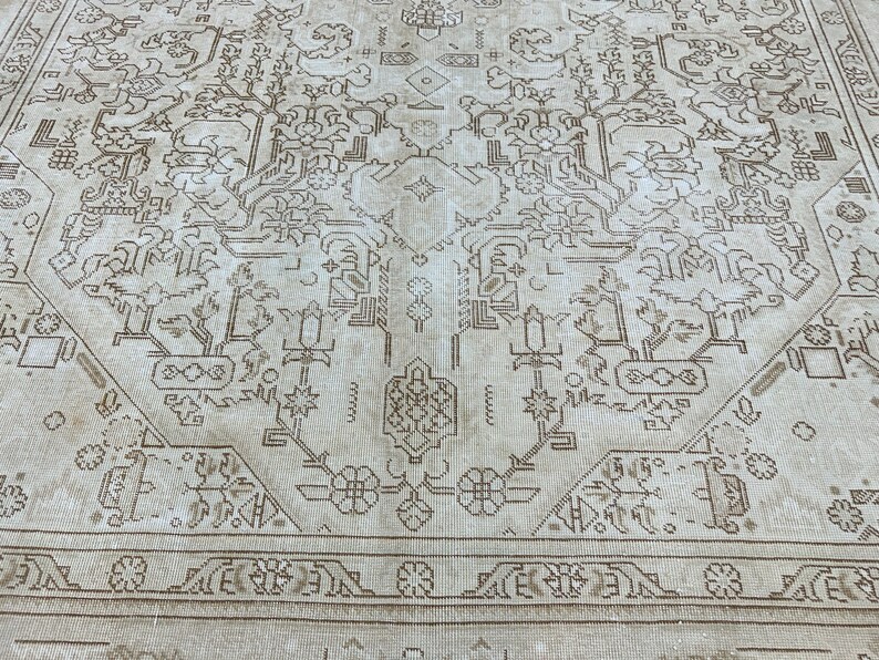 9x12 Neutral Area Rug, Extra Large Area Rug, Custom Wool Rug, Vintage ...