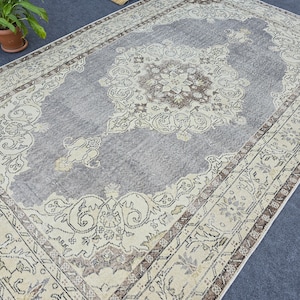 7&#39; x 10&#39; Neutral Area Rug, Gray And Beige Rug, Vintage Area Rug, Turkish Oushak Rug, Traditional Rug, Anique Wool Area Rug 6.63&#39; x10.33&#39;