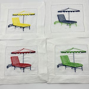 Serwetki koktajlowe Retro Pool Lounge Chair, dostępne z monogramem