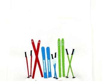 Skis Kitchen Hand Towel - Skis