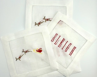 Santa Sleigh Cocktail Napkins