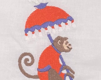 Tea Towel with Whimsical Monkey