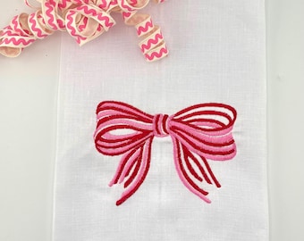 Bows Bows and More Bows - Linen Hemstitch Tea Towel