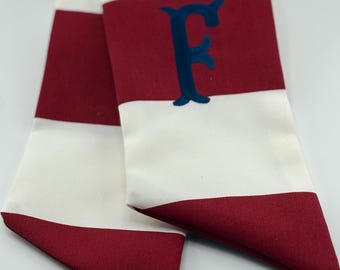 Memorial Day, 4th of July, 250th Birthday - Red and White Stripe Holiday Wreath Sash with Custom Monogram