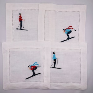 Skier Cocktail Napkins - Set of Four
