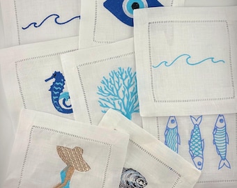 Beach Inspired Cocktail Napkins, Monogramming Available - Mix and Match