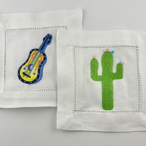 Mexican Fiesta Linen Cocktail Napkins, Set of 4, Mix and Match