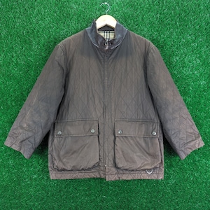 Vintage burberry motorcycle jacket burberrys leather jacket burberry&#39;s harrington jacket Large women clothing brown color size L