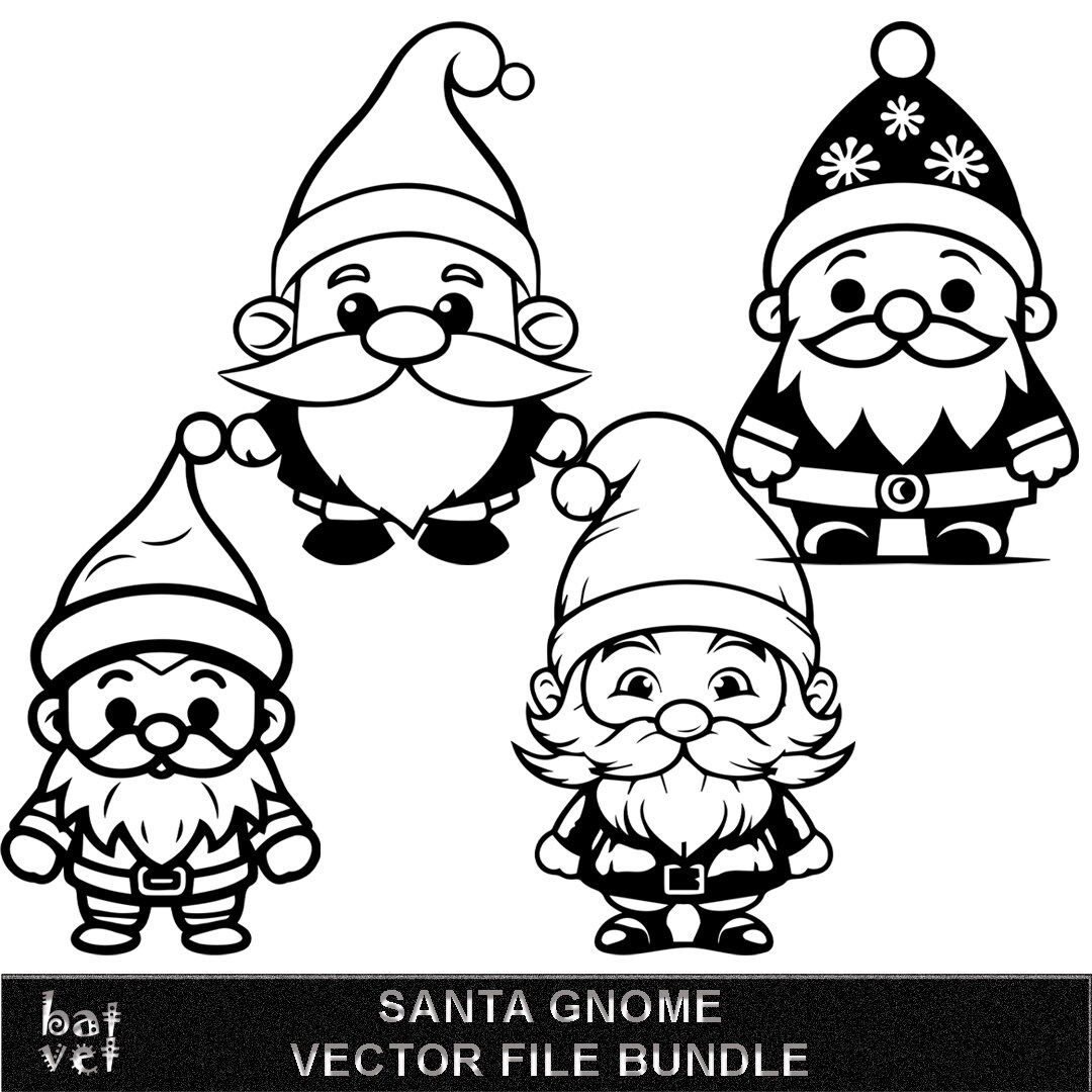 Santa Gnome SVG Vector File Bundle Christmas Cutting File Design ...