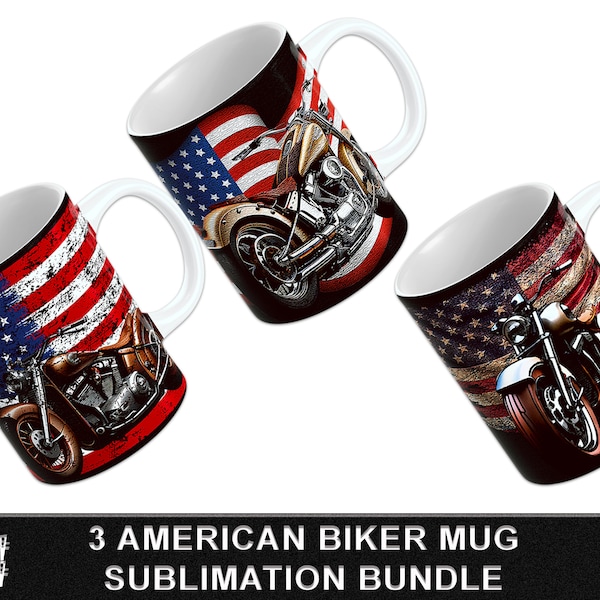 American Biker Mug Wrap Bundle | Biker Sublimation Mug PNG Design | Print Mug for Men | Biker Mug PNG Bundle | Biker Sublimation Mug Design