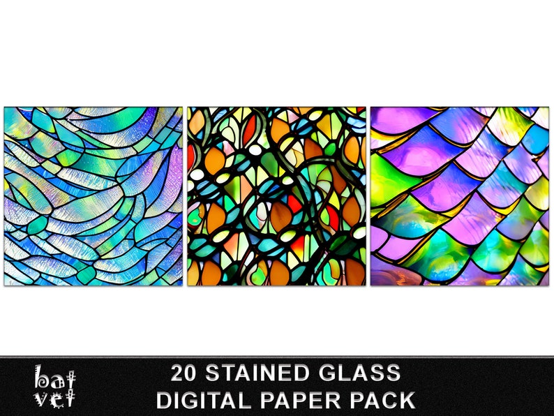 Stained Glass Digital Paper Pack Stained Glass Background Etsy