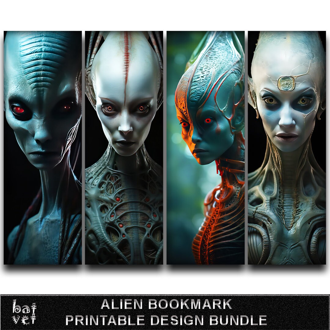 Alien Bookmark Bundle Scifi Book Mark Sublimation PNG 4 PNG Files - Etsy