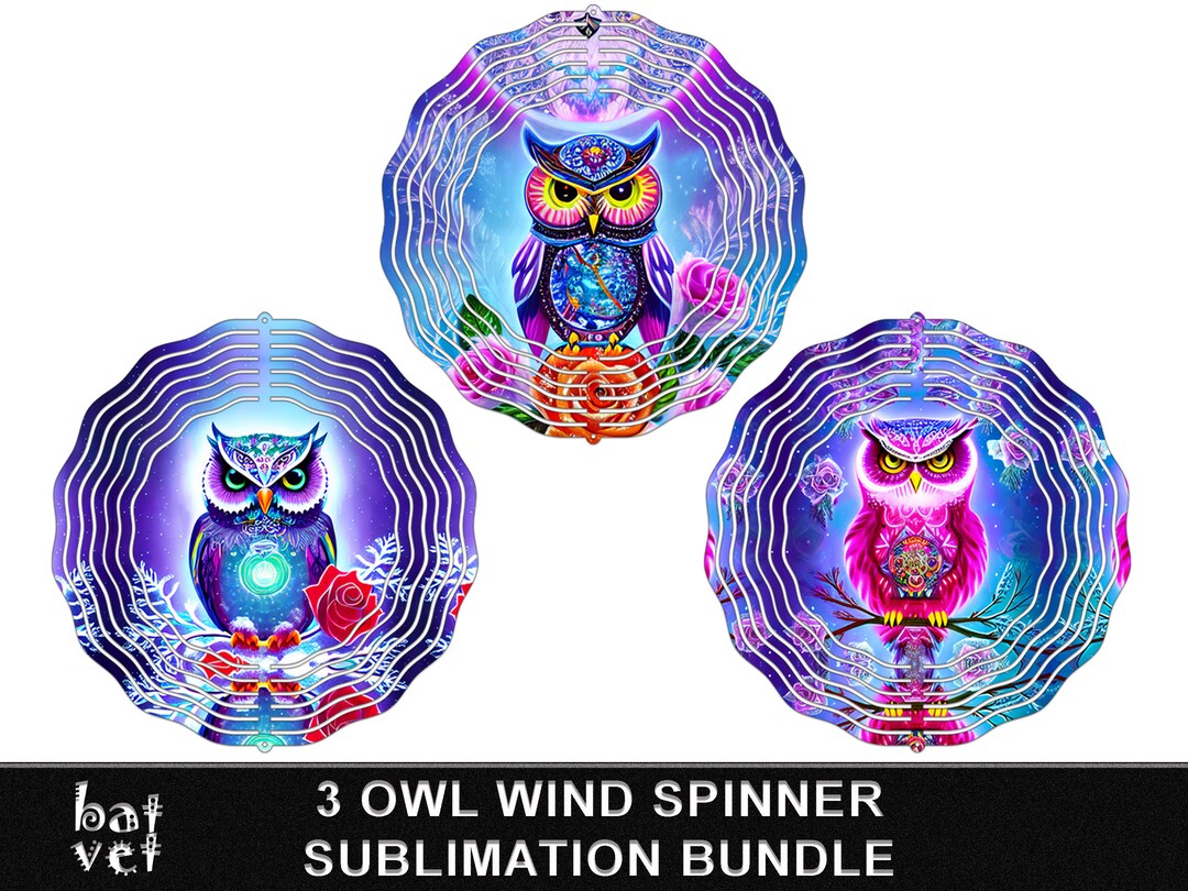 Cute Owl Wind Spinner Bundle Rainbow Owl Design Floral Owl Etsy