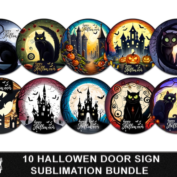 Halloween Door Sign Bundle | Halloween Door Sign PNG | Halloween Door Hanger Sublimation | Halloween Decor Print | Halloween Door Decoration