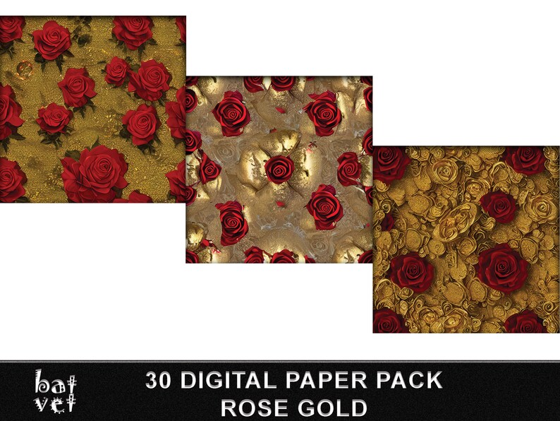 Rose Gold Digital Paper Pack Gold Background Bundle - Etsy
