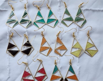 Earrings, geometric pattern