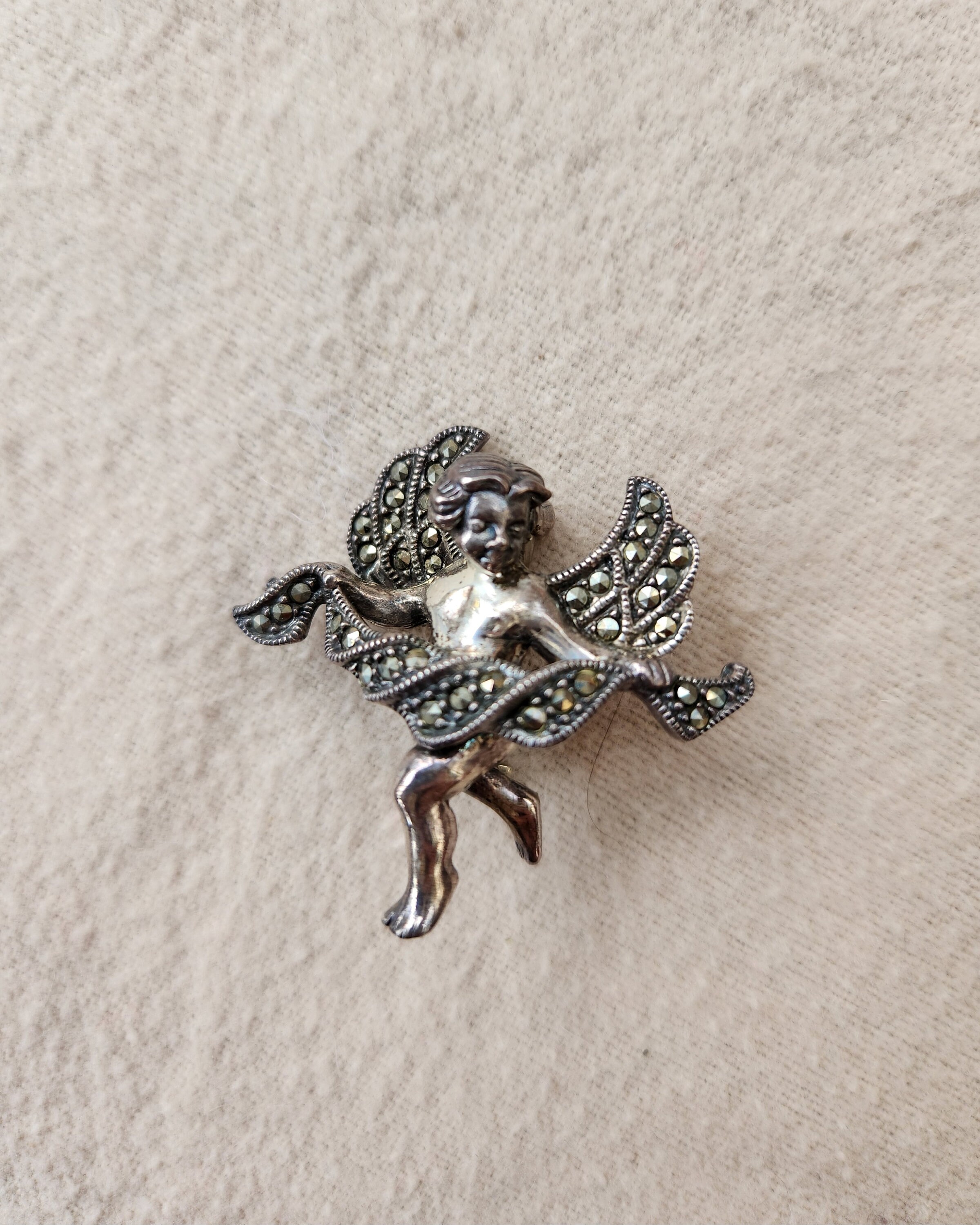 Sterling Silver Judith Jack JJ Cherub Angel Pin