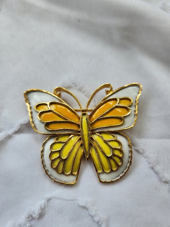 JJ Jonette enamel butterfly pin or brooch