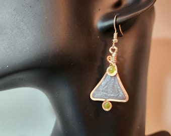 Hand hammered resin earrings, handmade