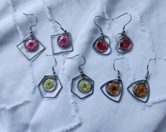 Earrings, flowers and petals