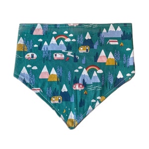 gone adventuring ∙ teal | hiking & camping snap on dog bandana | twill pet scarf for outdoor adventures
