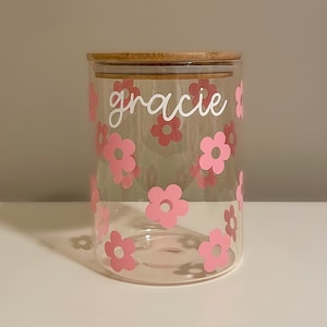 personalized floral dog treat storage jar ∙ 21 color options