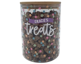 personalized dog treat jar • confetti