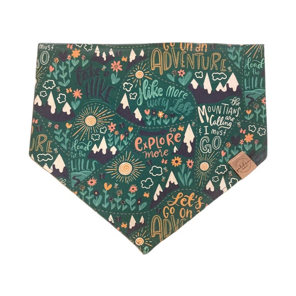 explore more ∙ evergreen | hiking & camping snap on dog bandana | twill pet scarf for outdoor adventures