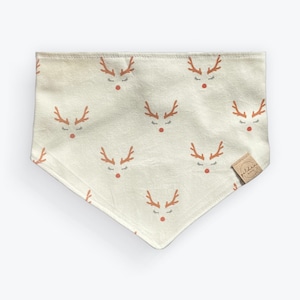 minimal reindeer snap on dog bandana | organic cotton pet scarf | christmas & holiday pup accessories