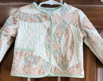 Toddler Quilted Jacket 2T – Handmade Patchwork Quilt Coat, Cozy Medium‑Weight Upcycled Clothing