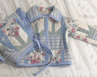 12-month Baby Girl Quilted Jacket and Bonnet Set