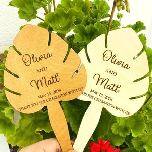 Personalized Wooden Hand Fans for Wedding, Wedding Fan Favor, Bridal Shower Favor for Guests in Bulk, Outdoor Ceremony Fan, Natural Wood Fan