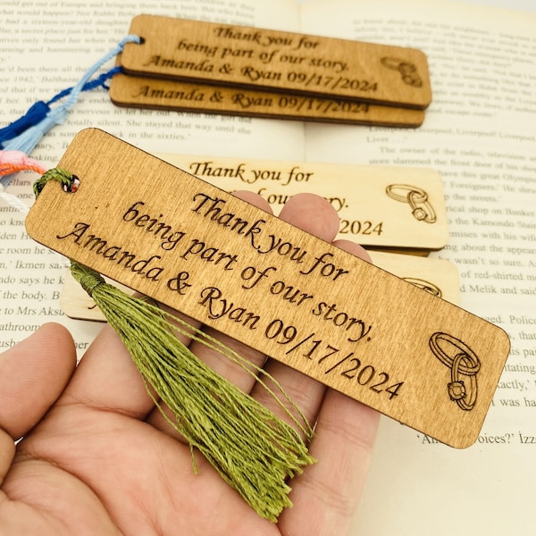 Custom Wooden Bookmarks Favor - Wedding Gift for Guests - The Perfect Wedding Favors for Cherished Memories - Rustic Wedding Bulk Favors