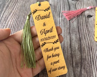 Rustic Wooden Bookmarks, Personalized Wedding Favors, Custom Keepsakes