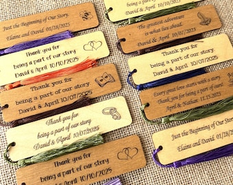Custom Wooden Bookmarks for Wedding - Rustic Bookmarks Favors